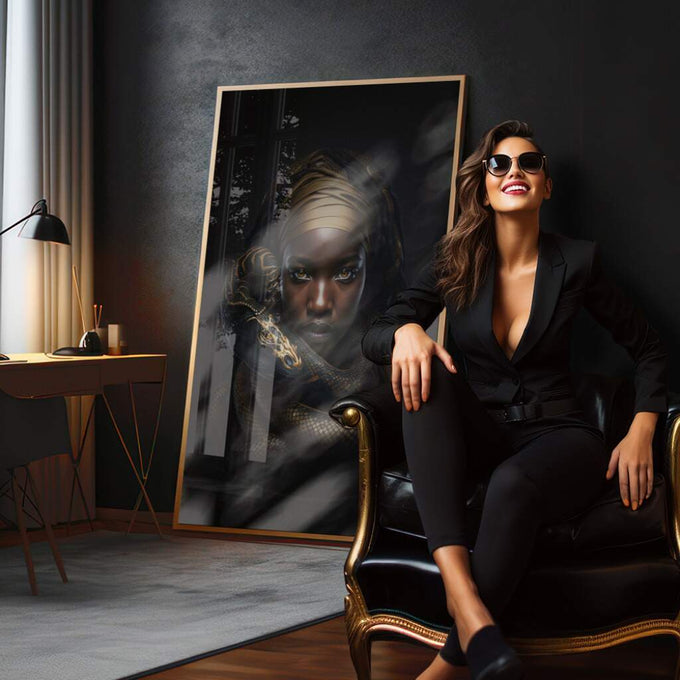 Quadro Decorativo Serpente Gold: Elegância e Poder - quadros decorativos para sala 1 Tela Vertical, 3 Telas - em quarto contemporaneo