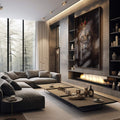 Quadro Decorativo Arte Animal Realeza Selvagem: Luxo Impactante - quadros decorativos 1 Tela Vertical, 3 Telas - em sala moderna