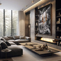 Quadro Decorativo Caveira Gold - Exclusividade Moderna - quadros decorativos 1 Tela Vertical, 3 Telas - em sala moderna