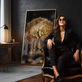 Quadro Decorativo Raízes de Ouro: Luxo e Tradição - quadros decorativos para sala 1 Tela Vertical, 3 Telas - em quarto contemporaneo