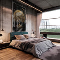 Quadro Decorativo Árvore Encantada de Ouro: Um Toque de Luxo - quadros decorativos 1 Tela Vertical, 3 Telas - em escritorio elegante