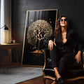 Quadro Decorativo Árvore da Vida Gold: Renove Seu Espaço - quadros decorativos para sala 1 Tela Vertical, 3 Telas - em quarto contemporaneo