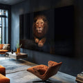 Quadro Decorativo Majestade Selvagem - Reinado em Canvas - quadros decorativos para sala 1 Tela, 1 Tela Horizontal - em ambiente decorado