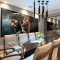 Quadro Decorativo Divindade e Realeza Jesus e Leão de Judá - quadros decorativos para sala 1 Tela, 1 Tela Horizontal - em ambiente decorado