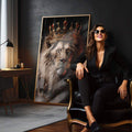 Quadro Decorativo Majestoso Rei da Selva - Exclusividade - quadros decorativos para sala 1 Tela Vertical, 3 Telas - em quarto contemporaneo