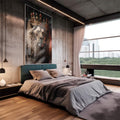 Quadro Decorativo Majestoso Rei da Selva - Exclusividade - quadros decorativos 1 Tela Vertical, 3 Telas - em escritorio elegante
