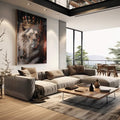 Quadro Decorativo Majestoso Rei da Selva - Exclusividade - quadros decorativos para sala 1 Tela Vertical, 3 Telas - em living room premium
