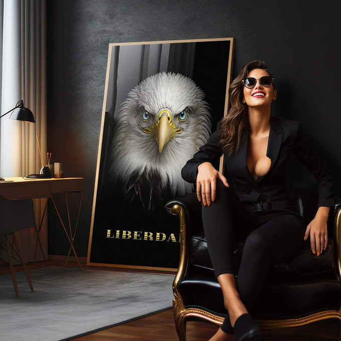 Quadro Decorativo Águia: Liberdade e Poder - quadros decorativos para sala 1 Tela Vertical, 3 Telas - em living room premium