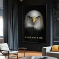 Quadro Decorativo Águia: Liberdade e Poder - quadros decorativos para sala 1 Tela Vertical, 3 Telas - em ambiente decorado