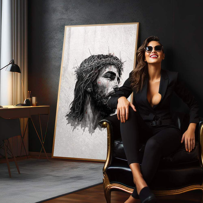 Quadro Decorativo: Inspiração Jesus em Seu Lar - quadros decorativos para sala 1 Tela Vertical, 3 Telas - em quarto contemporaneo