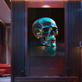Quadro Decorativo - Crânio Colorido: Arte Urbana Vibrante - quadros decorativos para sala 1 Tela Vertical, 3 Telas - em ambiente decorado