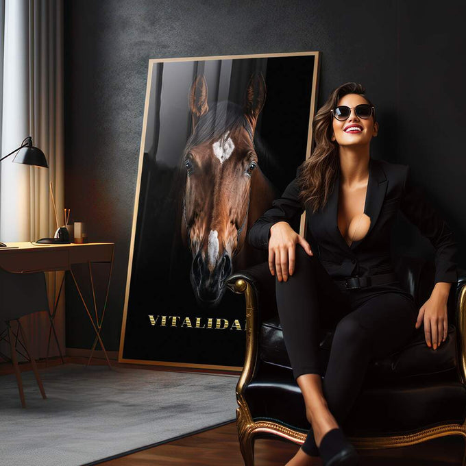 Quadro Decorativo Vitalidade do Cavalo Branco em Movimento - quadros decorativos para sala 1 Tela Vertical, 3 Telas - em living room premium