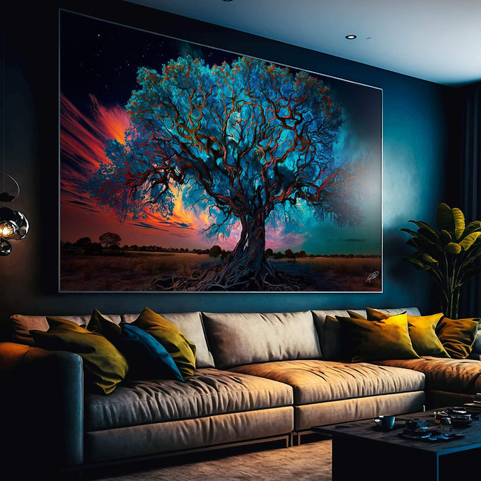 Quadro Decorativo Árvore da Vida: Renove Seu Espaço - quadros decorativos para sala 1 Tela, 1 Tela Horizontal - em ambiente decorado