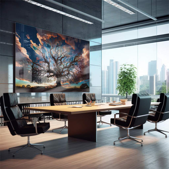 Quadro Decorativo Árvore da Elegância - Toque de Harmonia - quadros decorativos para sala 1 Tela, 1 Tela Horizontal - em quarto contemporaneo