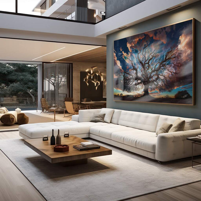 Quadro Decorativo Árvore da Elegância - Toque de Harmonia - quadros decorativos para sala 1 Tela, 1 Tela Horizontal - em living room premium
