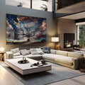 Quadro Decorativo Árvore da Elegância - Toque de Harmonia - quadros decorativos 1 Tela, 1 Tela Horizontal - em sala moderna