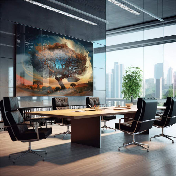 Quadro Decorativo Árvore da Elegância: Sinônimo de Paz - quadros decorativos para sala 1 Tela, 1 Tela Horizontal - em quarto contemporaneo