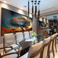 Quadro Decorativo Árvore da Elegância: Sinônimo de Paz - quadros decorativos para sala 1 Tela, 1 Tela Horizontal - em ambiente decorado