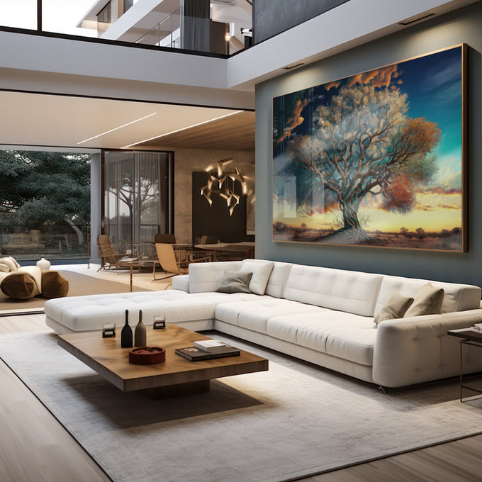 Quadro Decorativo Árvore Majestosa: Reviva a Natureza - quadros decorativos para sala 1 Tela, 1 Tela Horizontal - em living room premium