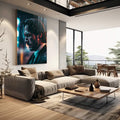 Quadro Decorativo: Reflexão Sutil em Noite Chuvosa - quadros decorativos para sala 1 Tela Vertical, 3 Telas - em quarto contemporaneo