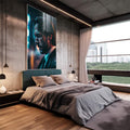 Quadro Decorativo: Reflexão Sutil em Noite Chuvosa - quadros decorativos 1 Tela Vertical, 3 Telas - em sala moderna