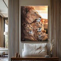 Quadro Decorativo Família de Leões: União e Força - quadros decorativos para sala 1 Tela Vertical, 3 Telas - em ambiente decorado