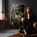 Quadro Decorativo Chimpanzé Gangster - Domine o Estilo - quadros decorativos para sala 1 Tela Vertical, 3 Telas - em quarto contemporaneo