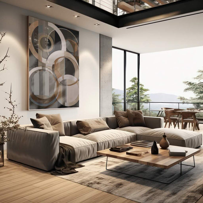 Quadro Decorativo Serenidade Abstrata e Colorida - quadros decorativos para sala 1 Tela Vertical, 3 Telas - em living room premium