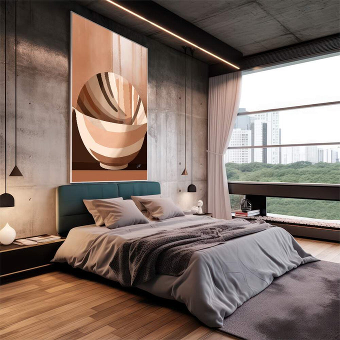 Quadro Decorativo: Inspiração Abstrata em Cores Quentes - quadros decorativos 1 Tela Vertical, 3 Telas - em escritorio elegante