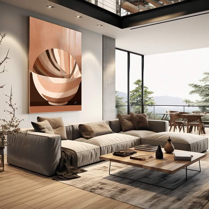 Quadro Decorativo: Inspiração Abstrata em Cores Quentes - quadros decorativos para sala 1 Tela Vertical, 3 Telas - em living room premium