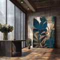 Quadro Decorativo: Folhas Tropicais - Toque de Natureza - quadros decorativos para sala 1 Tela Vertical, 3 Telas - em ambiente decorado