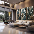 Quadro Decorativo: Folhas Terrosas, Encanto Natural - quadros decorativos para sala 1 Tela Vertical, 3 Telas - em living room premium