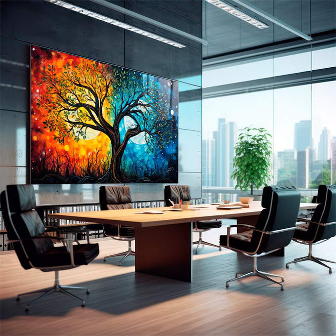 Quadro Decorativo Crepúsculo Cósmico: Uma Jornada Visual - quadros decorativos para sala 1 Tela, 1 Tela Horizontal - em living room premium