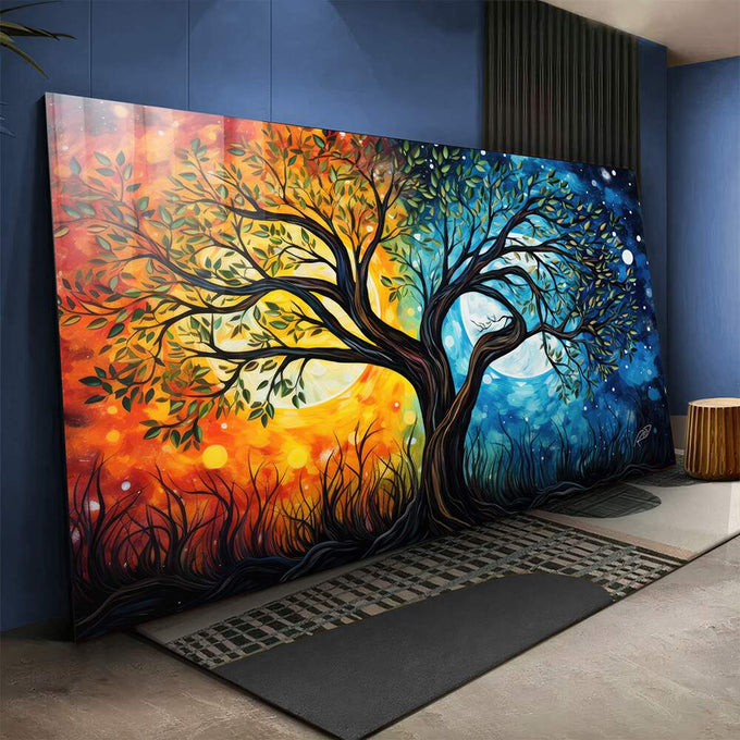 Quadro Decorativo Crepúsculo Cósmico: Uma Jornada Visual - quadros decorativos para sala 1 Tela, 1 Tela Horizontal - em ambiente decorado