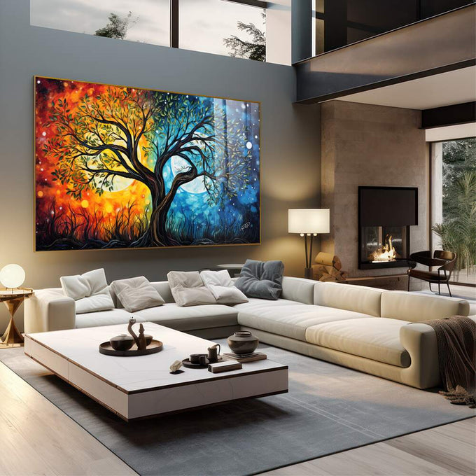 Quadro Decorativo Crepúsculo Cósmico: Uma Jornada Visual - quadros decorativos para sala 1 Tela, 1 Tela Horizontal - em quarto contemporaneo