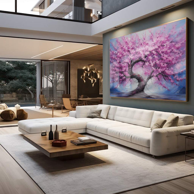 Quadro Decorativo Primavera Mística: Renove Seu Espaço - quadros decorativos para sala 1 Tela, 1 Tela Horizontal - em living room premium