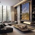 Quadro Decorativo Árvore Reflexa: Toque de Natureza Único - quadros decorativos 1 Tela Vertical, 3 Telas - em sala moderna