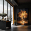 Quadro Decorativo Esplendor Dourado: Toque de Luxo - quadros decorativos para sala 1 Tela Vertical, 3 Telas - em ambiente decorado