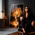 Quadro Decorativo Esplendor Dourado: Toque de Luxo - quadros decorativos 1 Tela Vertical, 3 Telas - em sala moderna