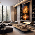 Quadro Decorativo Esplendor Dourado: Toque de Luxo - quadros decorativos para sala 1 Tela Vertical, 3 Telas - em living room premium