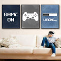 Quadro Decorativo: Revolução Gamer, Imersão e Estilo - quadros decorativos para sala 1 Tela Vertical, 3 Telas - em ambiente decorado