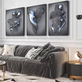 Quadro Decorativo: Encantamento Metálico - Inspire-se! - quadros decorativos para sala 1 Tela Vertical, 3 Telas - em ambiente decorado