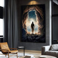 Quadro Decorativo: Luz Espiritual - Caminho de Fé - quadros decorativos para sala 1 Tela Vertical, 3 Telas - em ambiente decorado