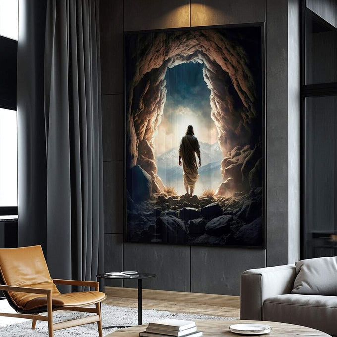 Quadro Decorativo: Luz Espiritual - Caminho de Fé - quadros decorativos para sala 1 Tela Vertical, 3 Telas - em ambiente decorado