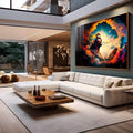 Quadro Decorativo: Encante-se com Jesus em Cores Vibrantes - quadros decorativos 1 Tela, 1 Tela Horizontal - em escritorio elegante