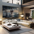 Quadro Decorativo Reflexão Divina: Toque de Fé e Cor - quadros decorativos 1 Tela, 1 Tela Horizontal - em sala moderna