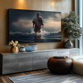 Quadro Decorativo Reflexão Divina: Toque de Fé e Cor - quadros decorativos para sala 1 Tela, 1 Tela Horizontal - em ambiente decorado