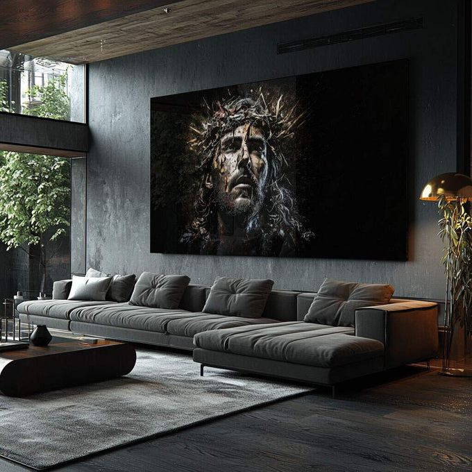 Quadro Decorativo Expressão Divina - Toque Celestial - quadros decorativos para sala 1 Tela, 1 Tela Horizontal - em ambiente decorado