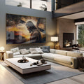 Quadro Decorativo Sagrada Esperança: Crucificação ao Entardecer - quadros decorativos 1 Tela, 1 Tela Horizontal - em sala moderna