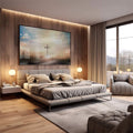 Quadro Decorativo Cruz no Campo - Aura de Paz ao Entardecer - quadros decorativos 1 Tela, 1 Tela Horizontal - em escritorio elegante